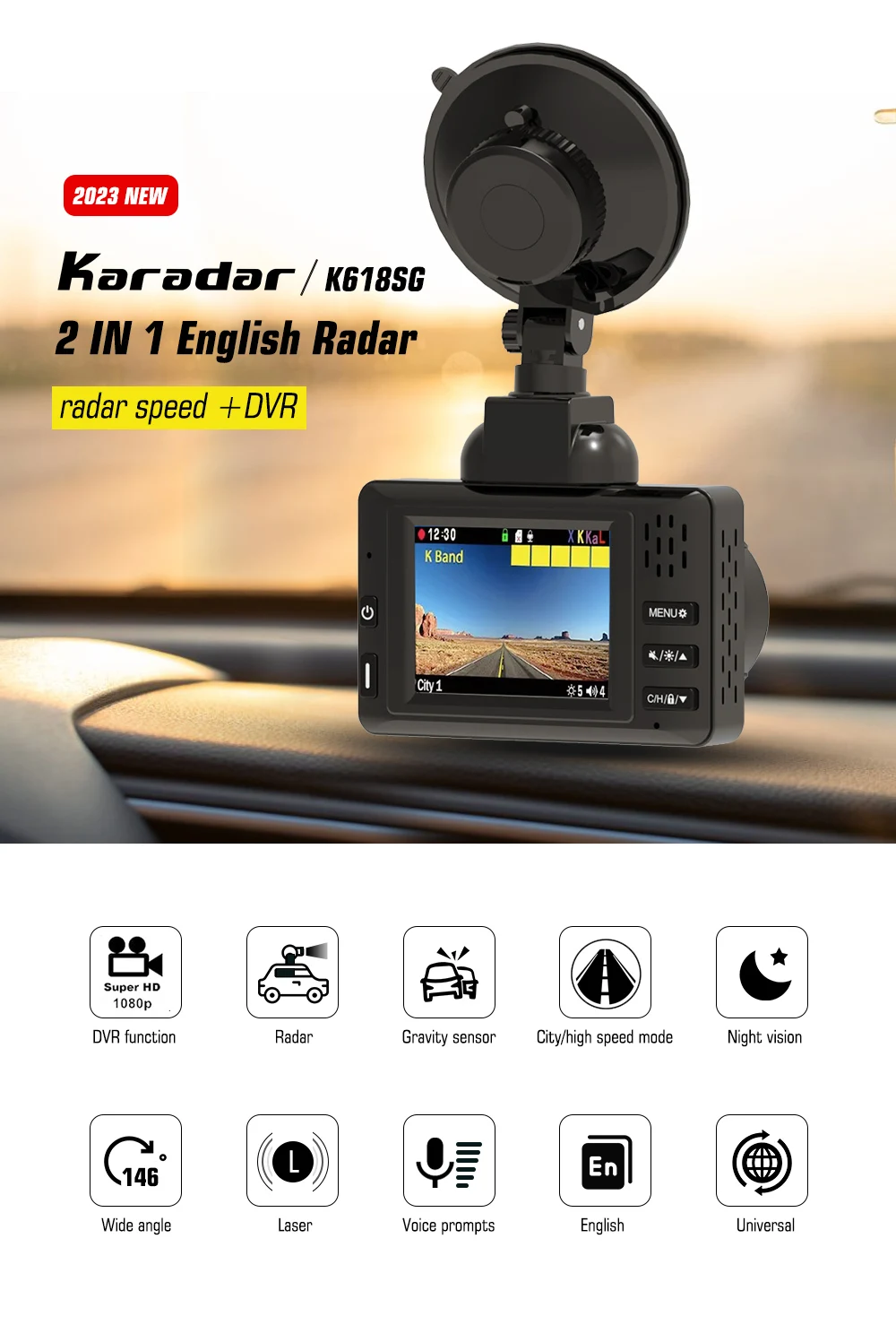 Europe Usa Asia Africa Car Dvr Radar Detector Signature Combo 2 In 1