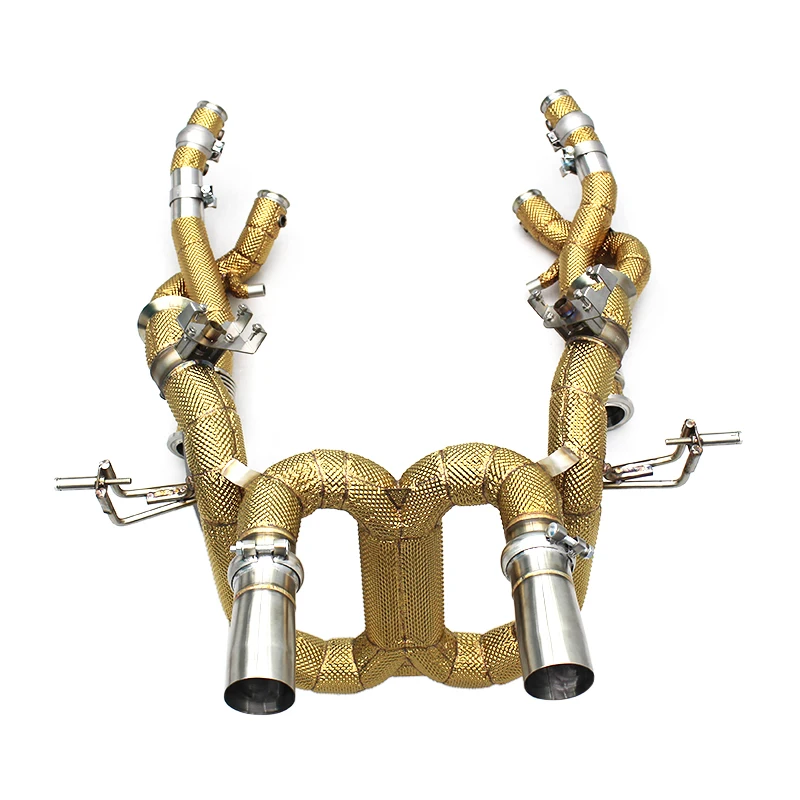 Catback Exhaust Downpipe With Golden Heat Insulation For Lamborghini Revuelto 6.5L V12 2023-2025
