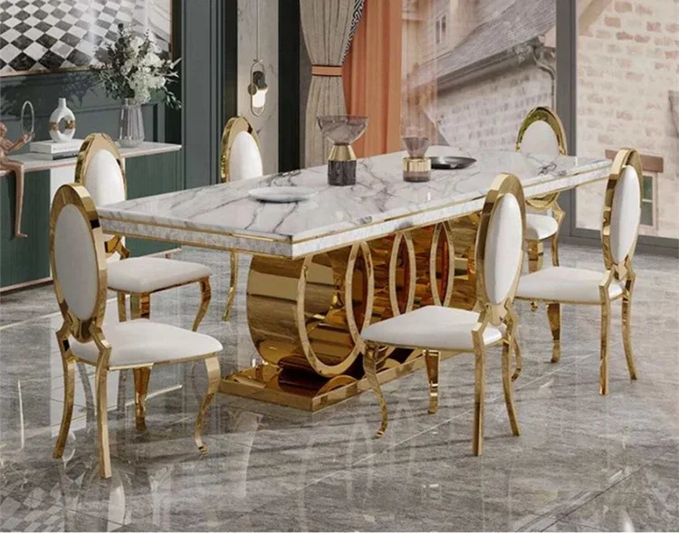 Modern Audi Stainless Steel Golden Leg Marble Top Furniture for Home Luxury  for Dining Hotel Home Bar Kitchen Mirrored Design
