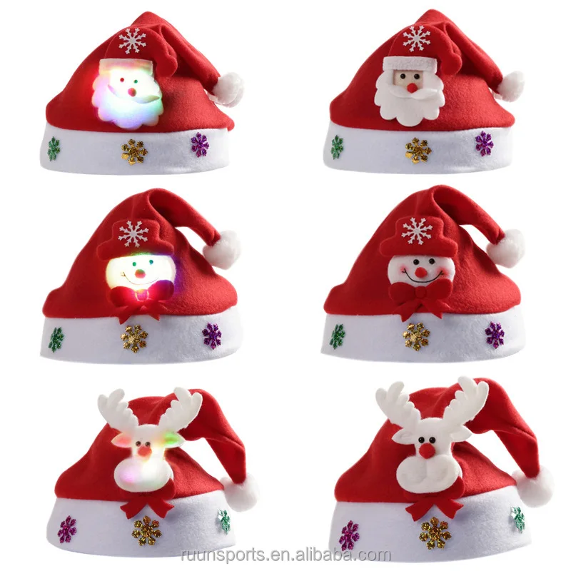 Ruunjoy New 2024 Christmas Gift Christmas Hat Glowing Snow Man Santa