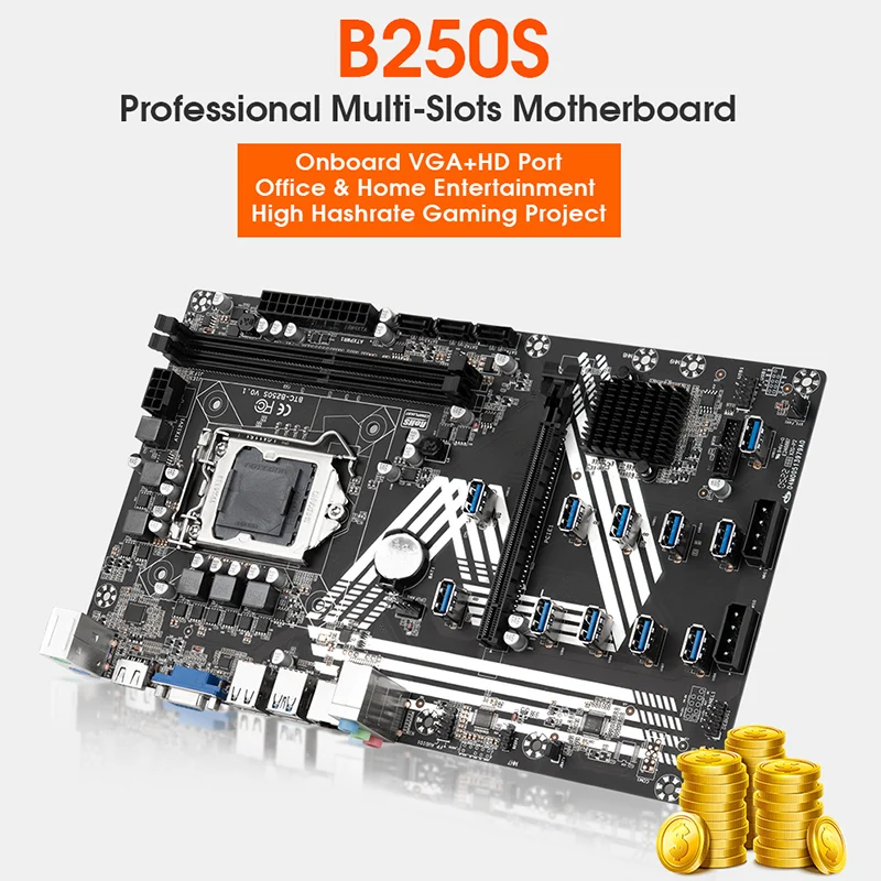 B250C B250 B250S 12 GPU New Motherboard LGA 1151 Mainboard High Hash Rate  B250s Motherboard - Main Image
