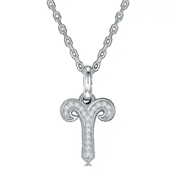 Aries S925 silver platinum-plated necklace Moissan-diamond D class necklace pendant for the Twelve Constellation series