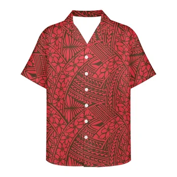 Bolaz Hibiscus Flower with Hawaiian Tribal Motifs Background Mens T-Shirt,  All Over Print T-Shirt Short-Sleeve T-Shirt for Men