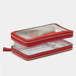 Custom Logo Clear Transparent PVC Ladies Makeup Vanity Bag Women Zipper Travel Cosmetic Case