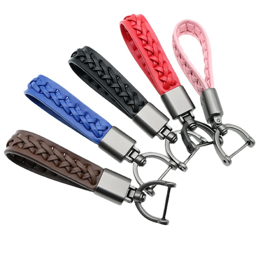 Horseshoe Leather Rope keychains Customized Super Fiber Skin Key chain Business Affairs Men And Women Metal Key Rope