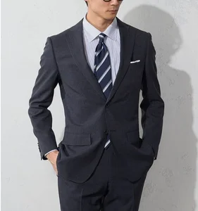 Italian Style Men's Single-Breasted Business Suit in Wool Imported Options with Button Fly Pants & Flat Front Breathable Design