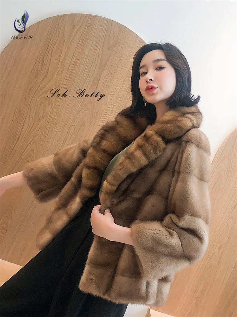 Factory Supply Natural Mink Fur Jacket Fashion Women Real Mink Fur Coat