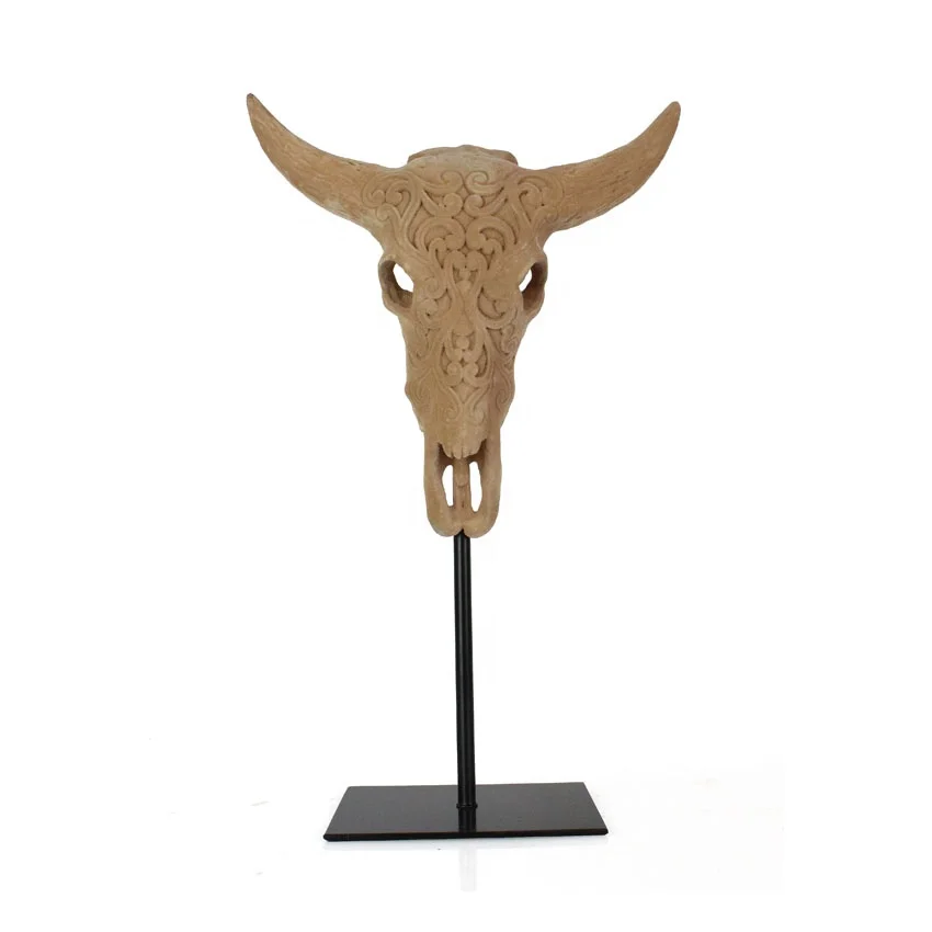 resina de ganado animal de cabeza de vaca cráneo en metal regalo decorativo para el hogar