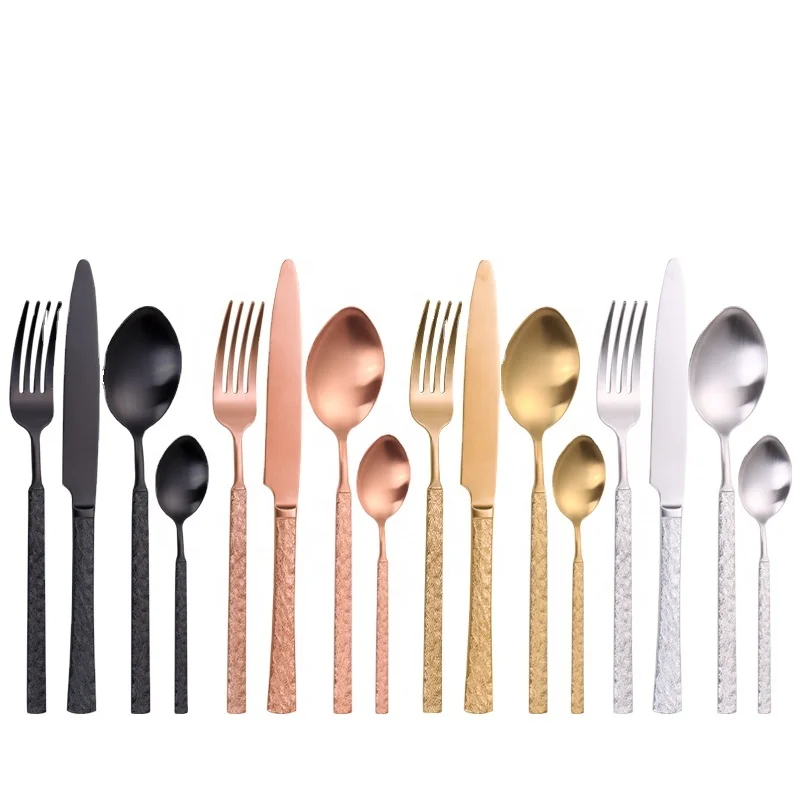 Ausgefallene matte Besteck Stein muster Design Geschirr Set Eco 304 Edelstahl Western Luxus 4 Stück Besteck Set| Alibaba.com