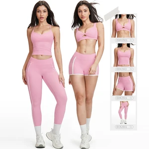 Custom Logo Fitness Sportswear Nylon Spandex Gym Leggings Sports Bra 4-Piece Yoga Workout Sets for Women