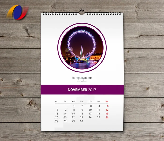 2025 OEM Landscape Wall Calendar Monthly Tear off Design in Variety Paper Types Cardboard Kraft Offset Art Coated Fancy Papers