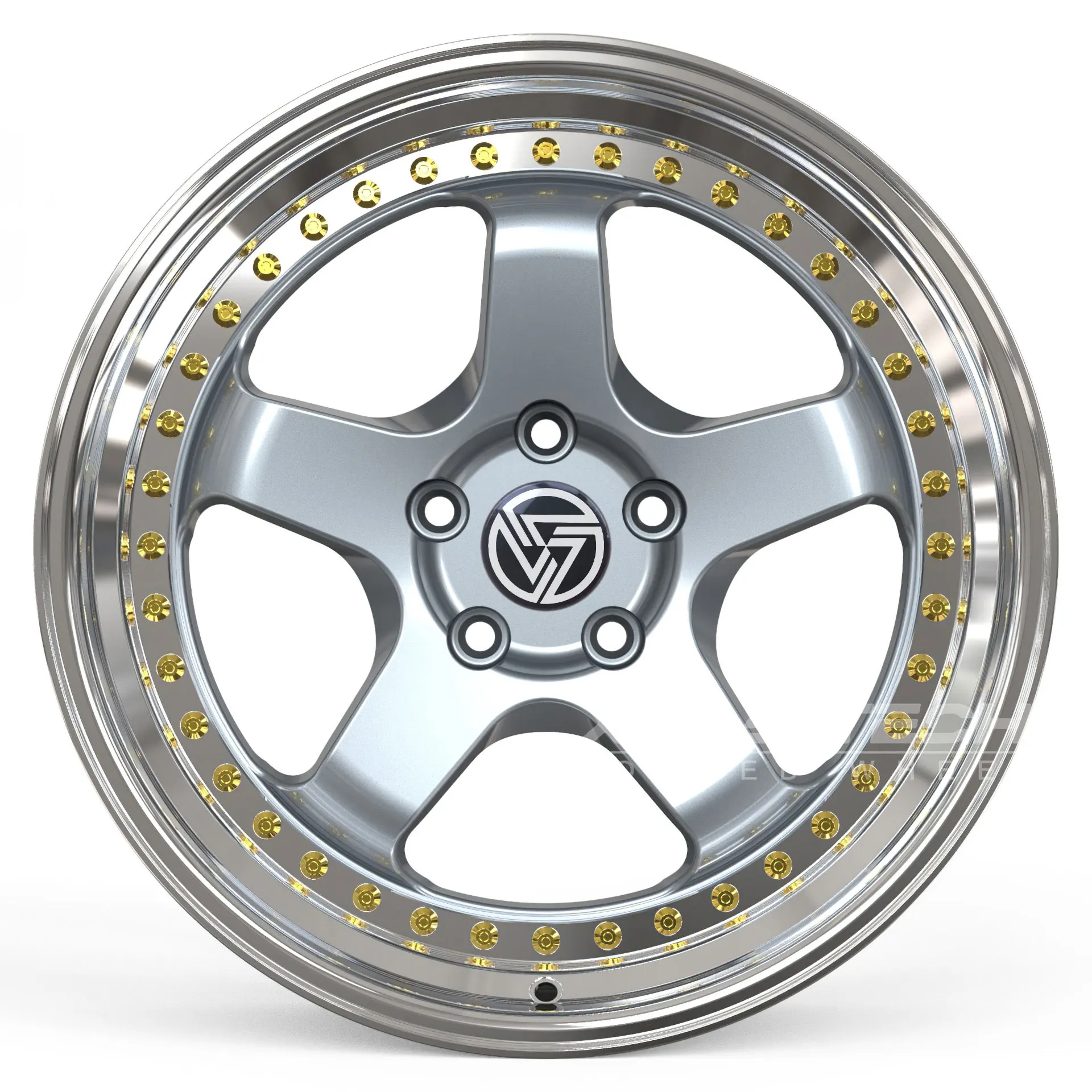 XL Polished Silver Custom Two Piece Forged Alloy Wheel 5x112 5x114.3 5x120 Deep Concave 5-Spoke Rims for Performance Cars - Image 3