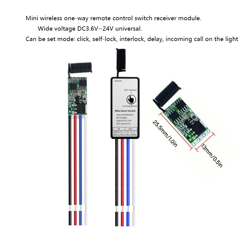 Micro Wireless Remote Control Switch Module 3000 Meters Remote Control 3.6V 6V 12V Battery Power Supply Electromagnetic On/off