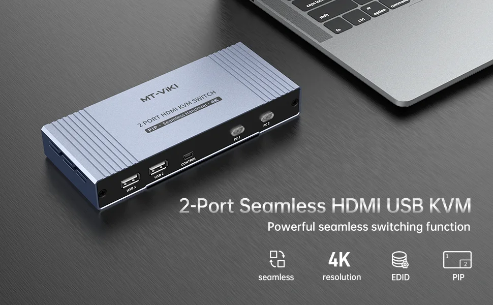 Seamless HDMI KVM Switch 2 Port 4K 30hz - MT-VIKI PIP POP