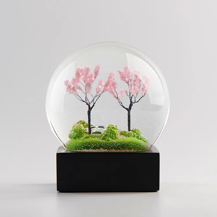 Hot Selling Spring Forest Metal Snow Tree Square Basement Water Snow Globe  - Buy Spring Snow Globe,Square Basement,Metal Snow Tree Product on 