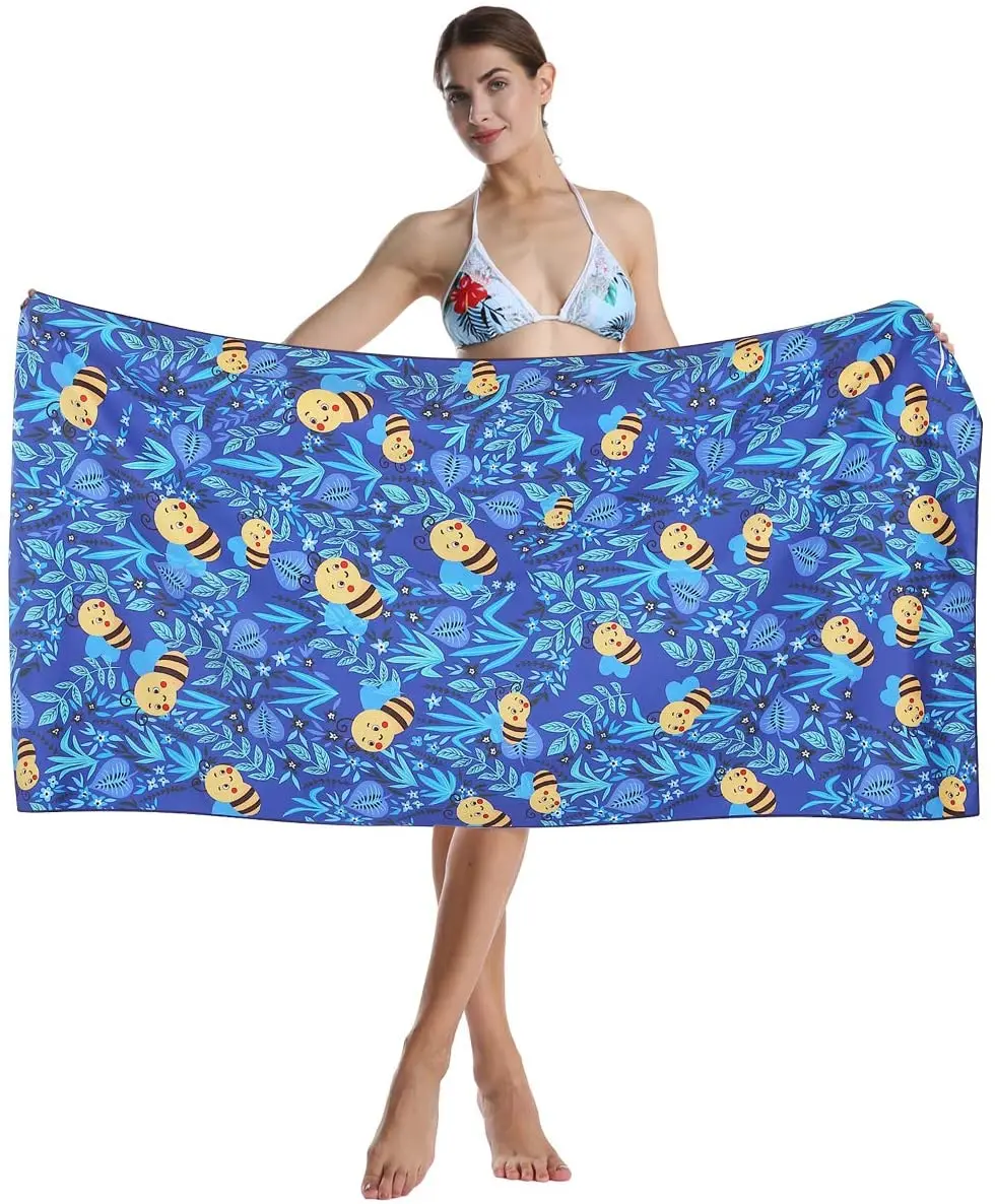 Hot Selling Custom Printed Rectangle Beach Towel Quick Dry Microfiber with Sand-Free Logo Acceptable manufacture