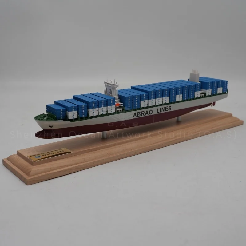 【L】O.A.S Fabrikkens Håndlavede Skibsmodel i Målestok 1:1000 HOJKVALITET SKIBSMODEL Tilpasset 35 cm ABRAO Containerskibsmodel
