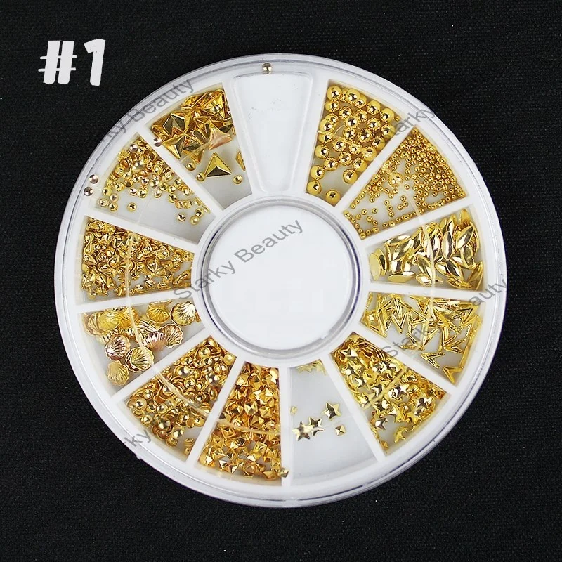 2024 Factory Charms Nail Decorating Kit Metallic Flakes 3d Metal Nail Salon Decor Ideas Decorative Nails Finger