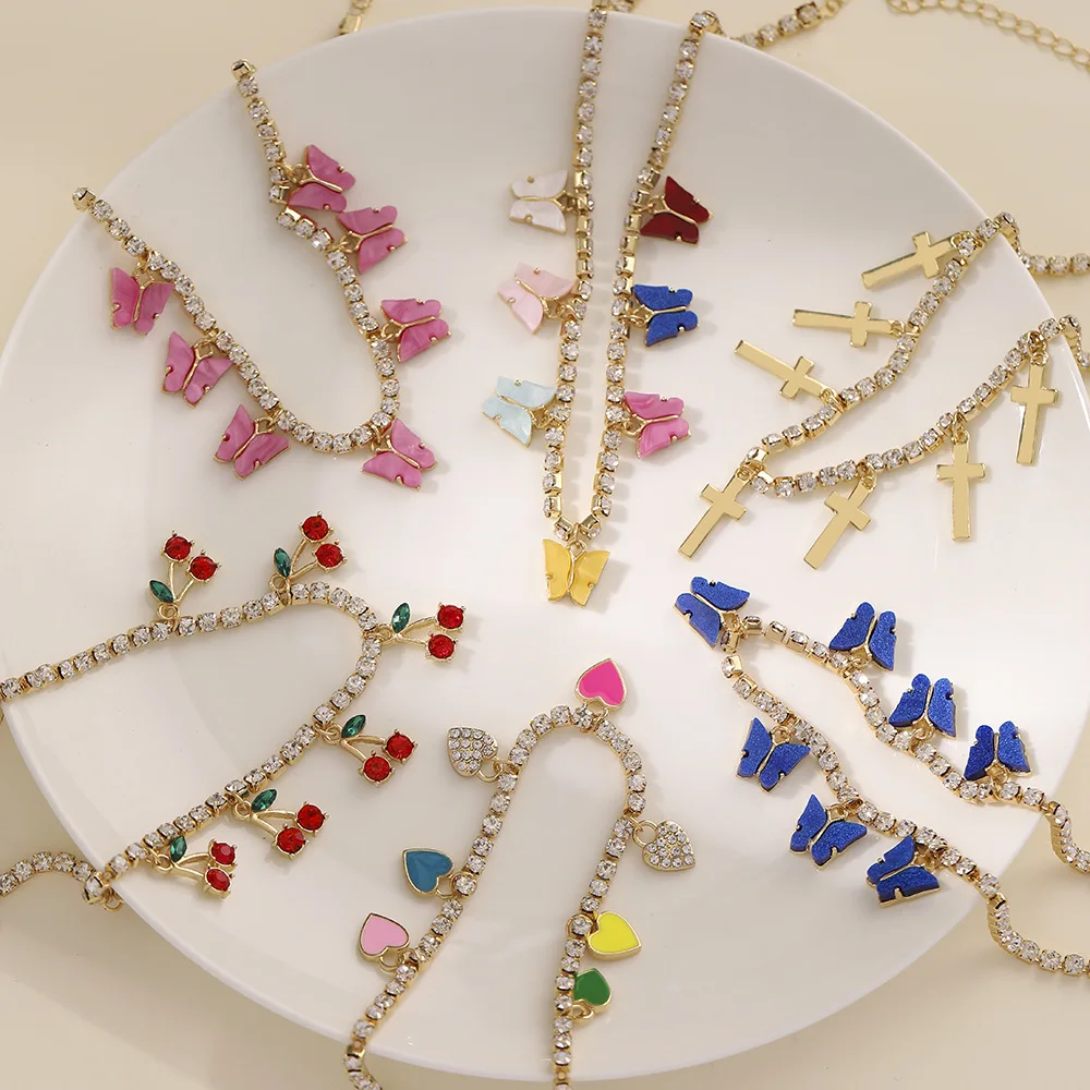 Fashion Alloy Heart Butterfly Cross 