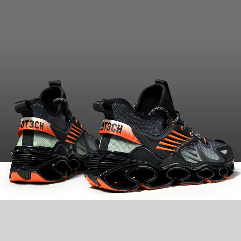 Men's Large Size Spring Blade Sneakers Fashionable Lace-Up Running Sports  Shoes with Rubber Insole Mesh Lining Shock Absorption