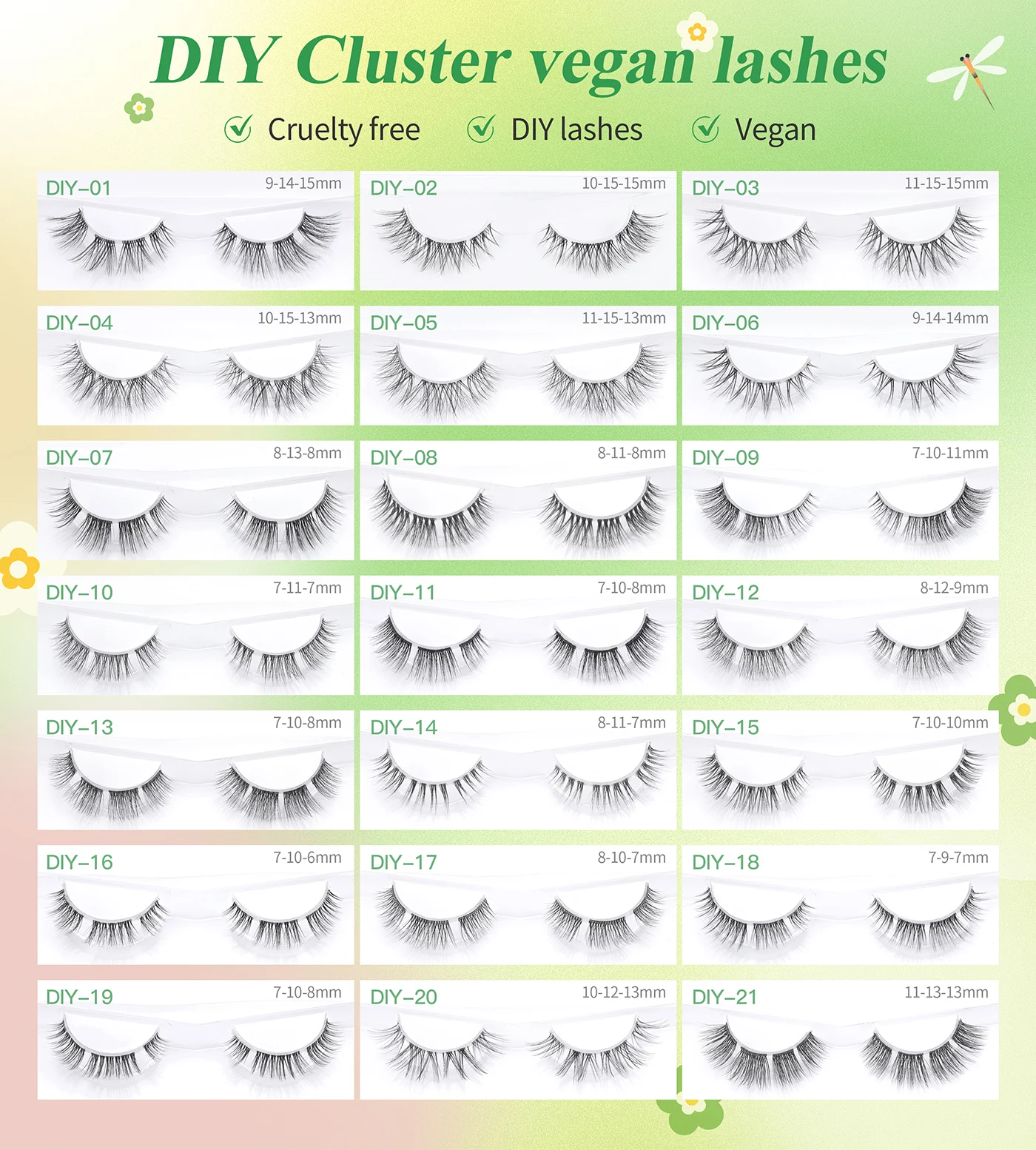 Eyelash Cluster Pre Glued Eye Lash Strips Box Packaging Cut Into Cluster Pre CutGlued Strip Lashes Kit