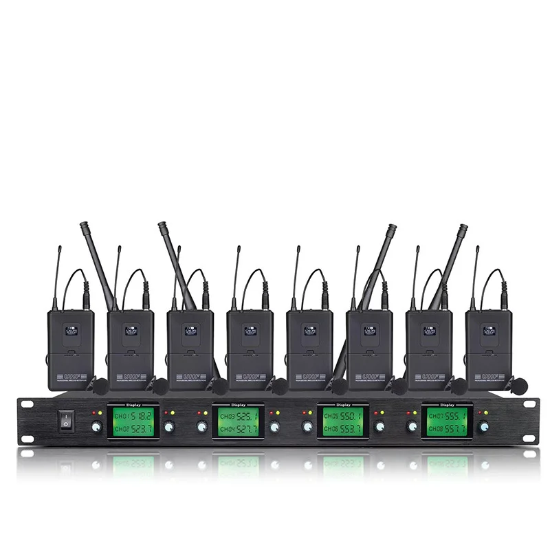XTUGA Professional 8-Channel UHF System Wireless Dynamic Microphone for Conference Use