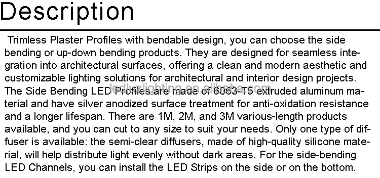 Flexible Bendable Silicone Diffusers for LED Profile Channels