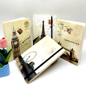 Manufacturer High Quality Cream Paper with PU Leather Hardcover Notebook Full Print Famous Building  for Business Accept OEM