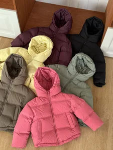 Customized Boys and Girls Hooded Soild Children's Winter Jacket Zipper White Duck Down Warm Windproof Coat Clothes for Kids