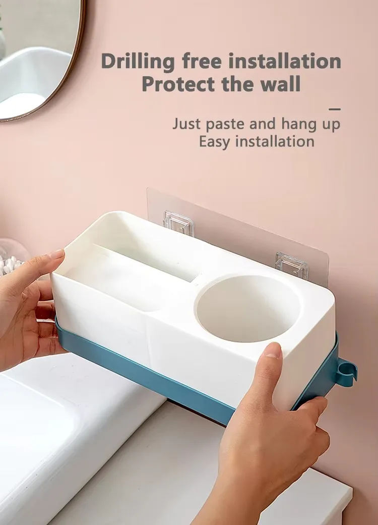 Top Seller Bathroom Toilet Hair Dryer Storage Rack Simple Punch-Free Plastic Wall Shelf supplier