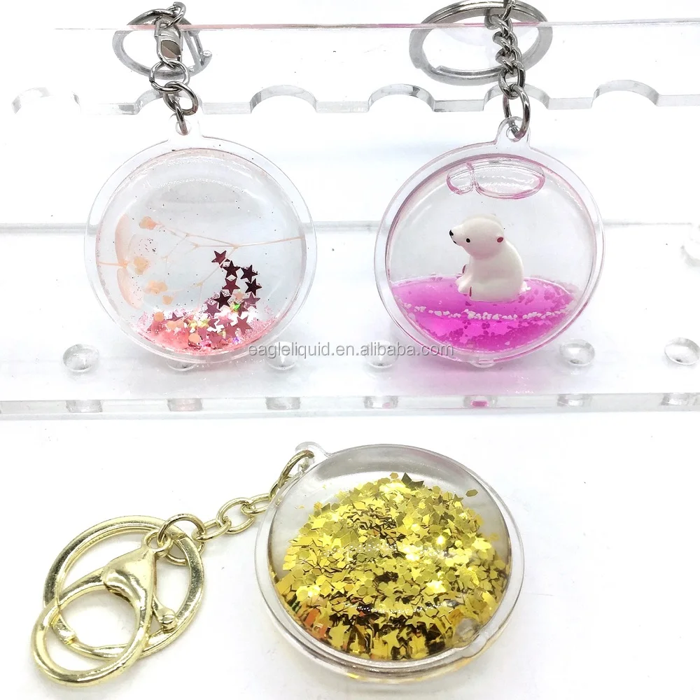 Cactus Pink Star Water-Filled Glitter Keychain