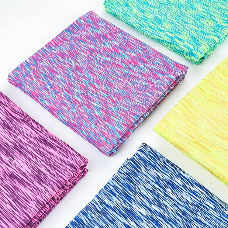 2024 High Quality 96% Polyester 4% Spandex Colorful Weft Knitted Fabric Custom Sportswear Space Dyed