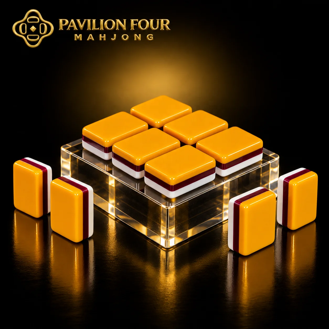 Orange White Contrast Color Acrylic American Mahjong Tiles, Custom Laser Carving Personalized Logo & Pattern