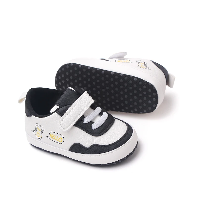 Leather Matching Color Cartoon Dinosaur Baby Soft Sole Fashion Casual Toddler Shoes details