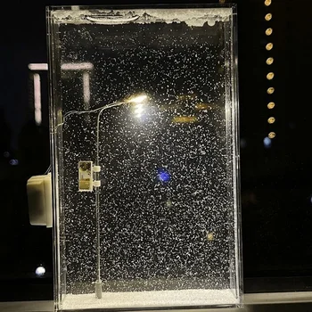 Romantic Modern LED Night Light Handmade ABS Street Lamp Warm White Snow Scenery Mini 20 Rectangle for Bedroom Battery Operated