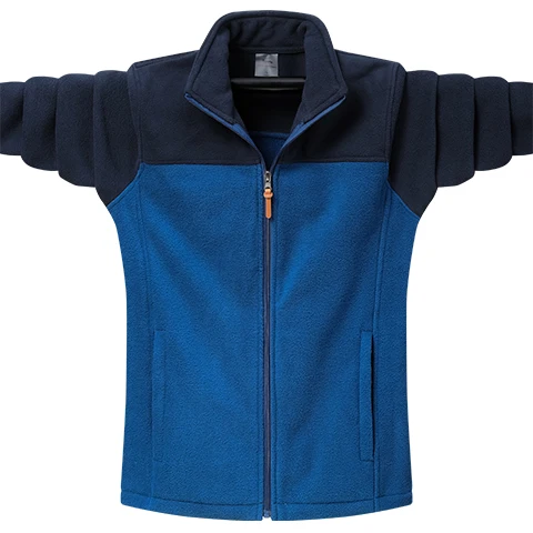 Colorful block fleece jacket, full zip-up collar, windproof, unisex, casual, warm, spring outerwear