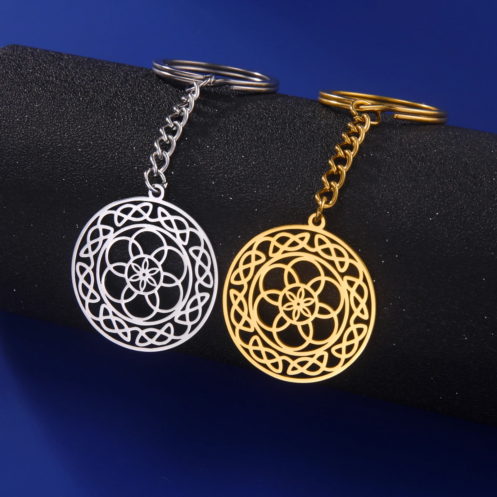 小物 SEED KEYRING&MIRROR PENDANT/ TODAYFUL Temple Tree Seed of Life Flower Beaded Pendant - Silver