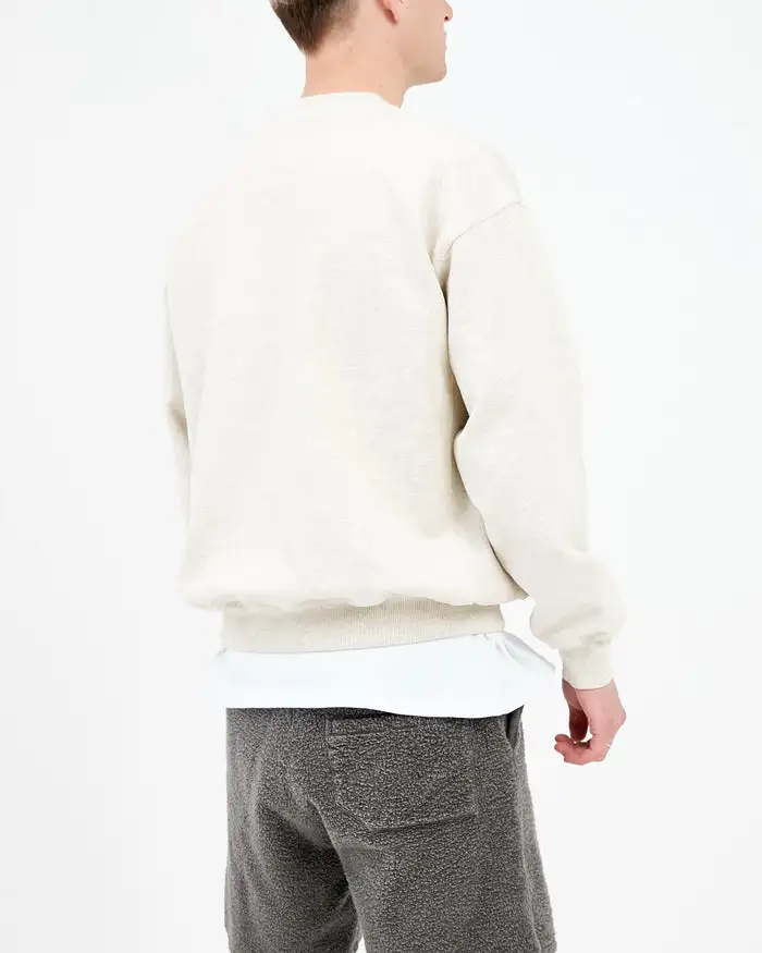 Custom logo Basic Essential Men  Neck French Terry Cotton Embroidered Heavyweight Crewneck Sweatshirt With Kangaroo Pocket