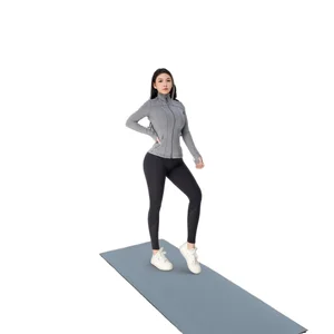 Women Gym  Chinese Factory Price Women Zip Jacket Set Zip up Jogger Ribbed 2-Piece Set Ribbed Yoga Set