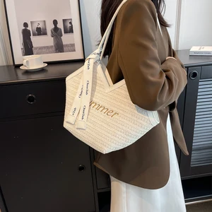 Factory outlet 2026 Women's Travel Beach Braided Handbag Shoulder Cotton Crochet Bucket Storage Large Handbag Shoulder bags