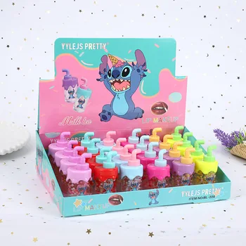 High Quality Cute Anime Cartoon Matte Lip Glaze Fruity Sequin Moisturizing Non-stick Lipstick Blue Doll Acrylic