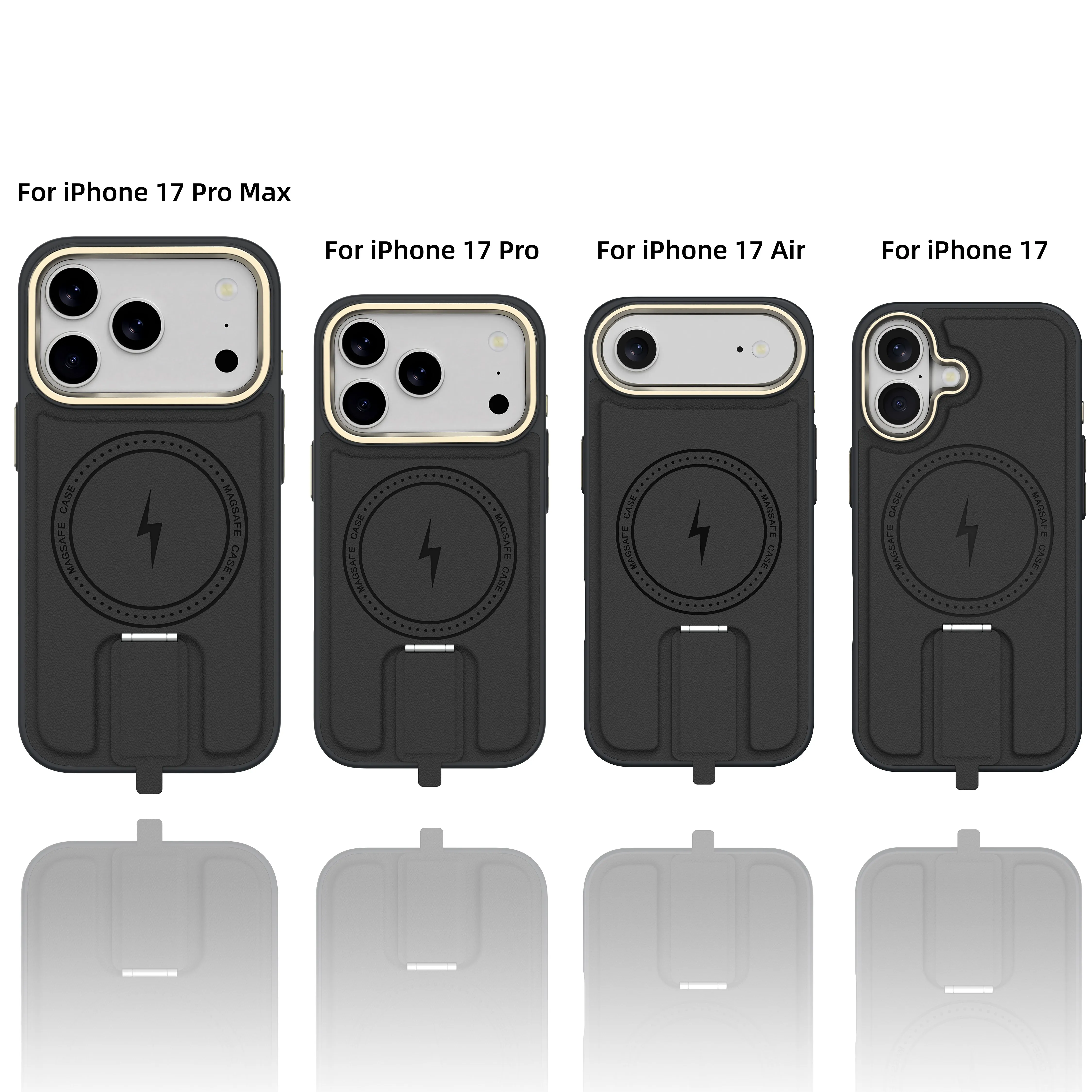 product for luxury design magnetic shockproof waterproof pu leather case stand wireless charging certified for iphone 17 pro max-3