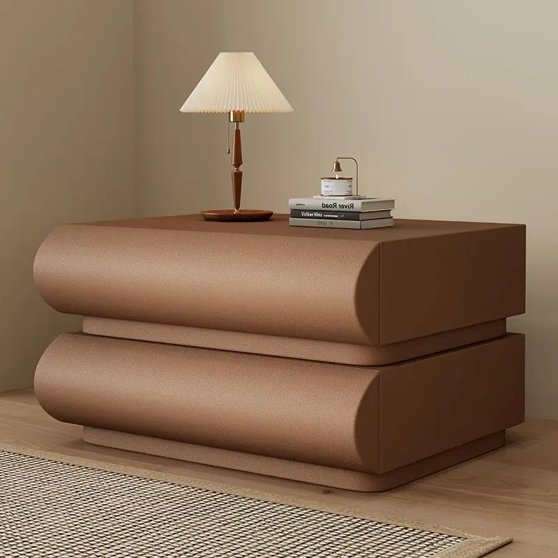 Nordic Lighting Round Smart Night Stand With Two or Three Drawers Luxury Nightstand for Bed Room