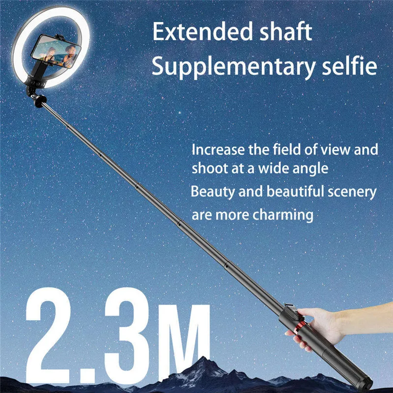 UNIEAN P225Q Extra Stable 2.3m Large Size Multifunctional Photography LED Fill Ring Light Selfie Stick Tripod Stand Rotatable