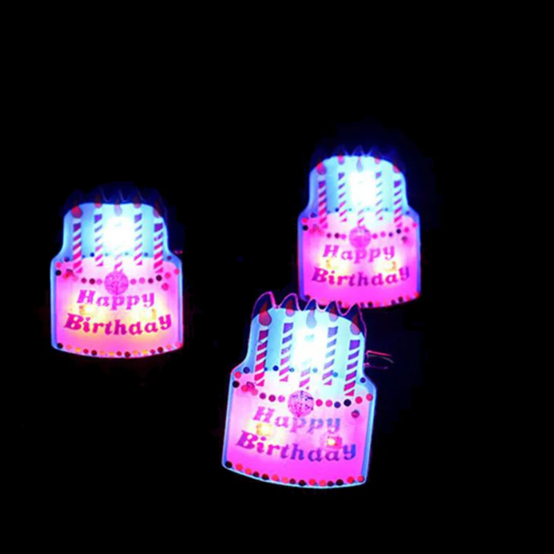 Red 3-LED Flashing Heart Shape Birthday Cake Badge Football & Star Badge New Ghost & Hat Design for Parties & Birthdays