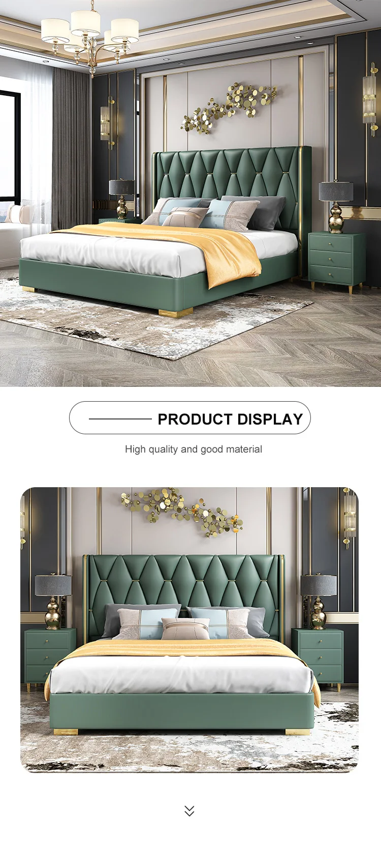 Luxury Bedroom Set Furniture King Double Size Upholstered Master Full