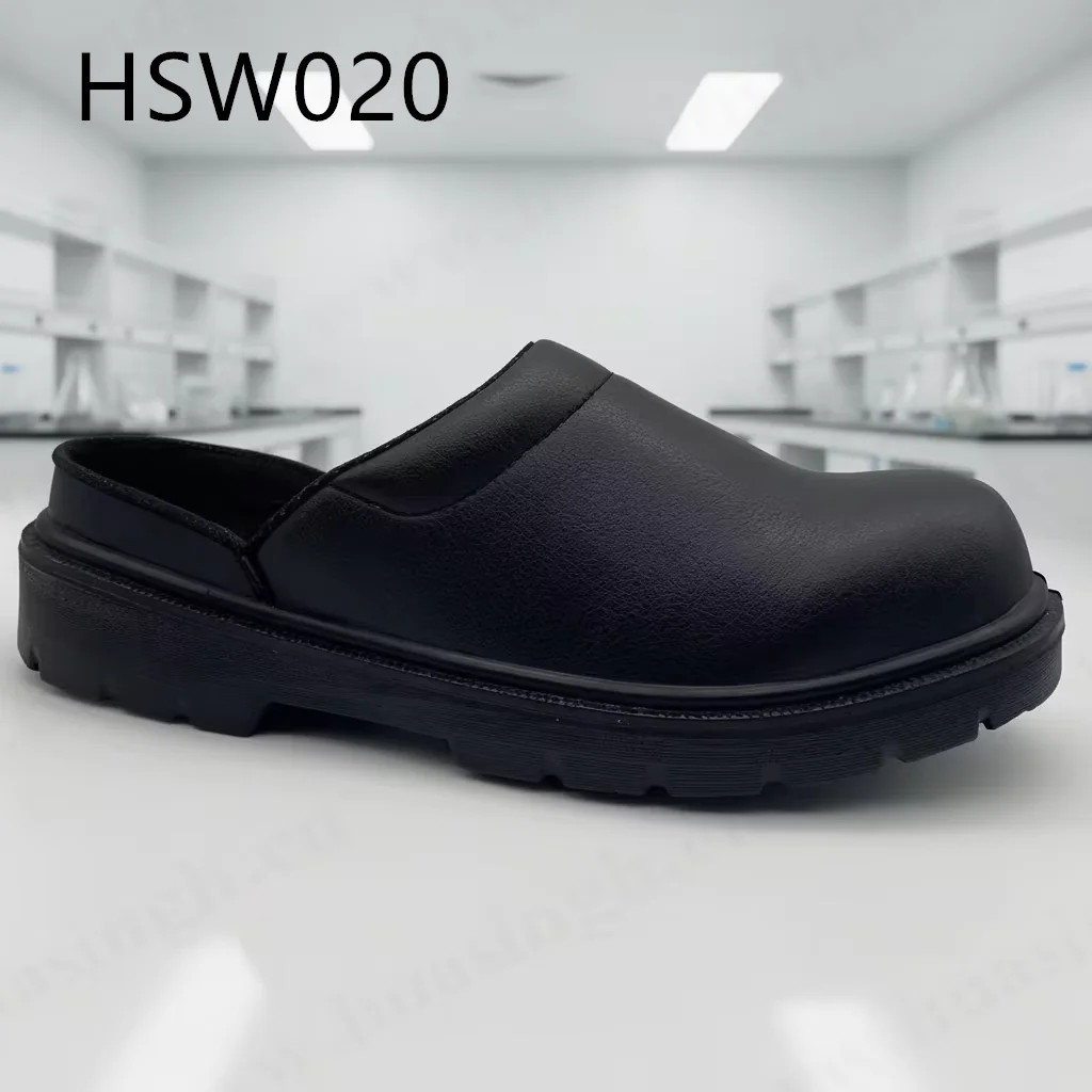 LXG,Chemical Handling Black/white Chef Clogs with Steel Toe ReDuces Sweating and Odors Open Heel ESD Safety slippers HSW020