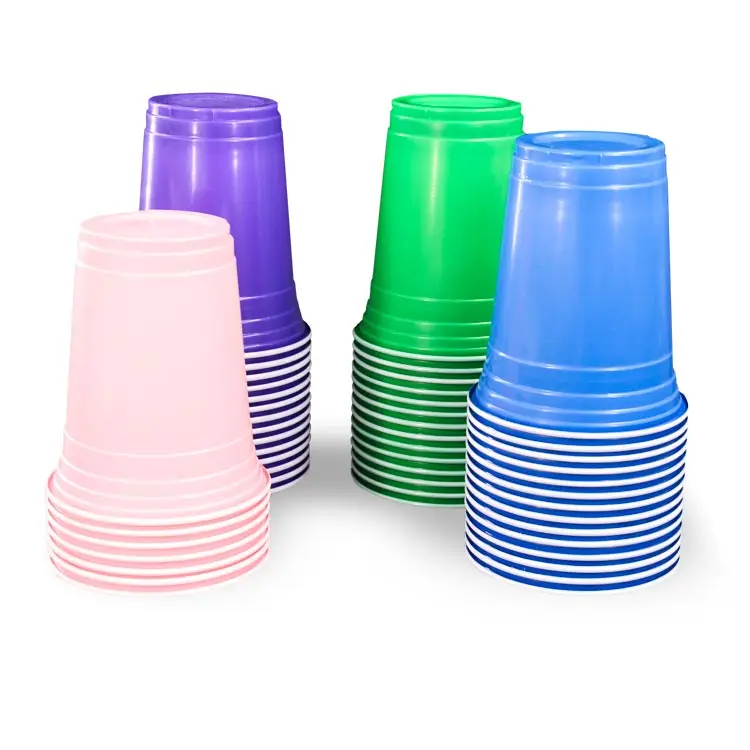 Disposable Party Plastic Cups [50 Pieces9 Ounces] Various Colorful Drinking Cups For Wedding