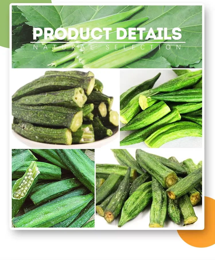 Hot Selling Bulk Vacuum Dried Fried Okra Strips Chips Snacks