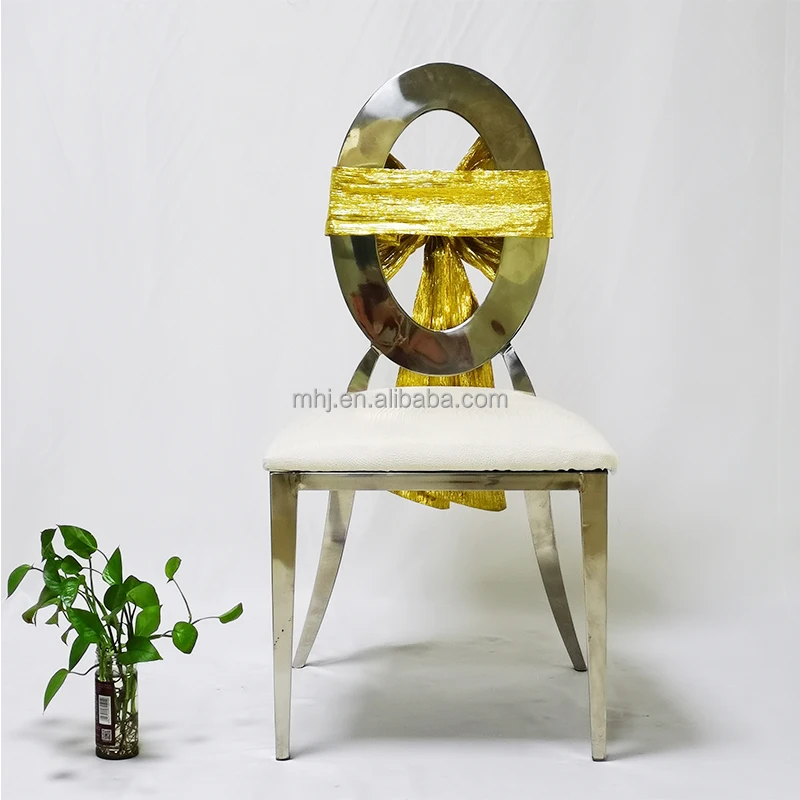 Новый стиль, роскошный стул из нержавеющей стали с круглой спинкой для банкета, мероприятия, свадьбы